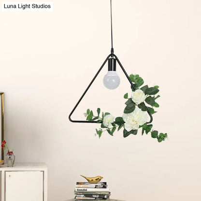 Artificial Flower Pendant with Loft Style Iron Frame - Triangle, Round, Square Design