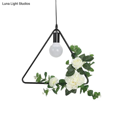 Artificial Flower Pendant with Loft Style Iron Frame - Triangle, Round, Square Design