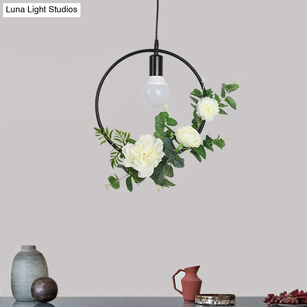 Artificial Flower Pendant with Loft Style Iron Frame - Triangle, Round, Square Design