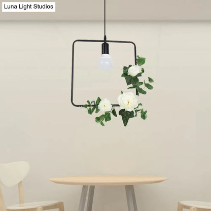 Artificial Flower Pendant with Loft Style Iron Frame - Triangle, Round, Square Design