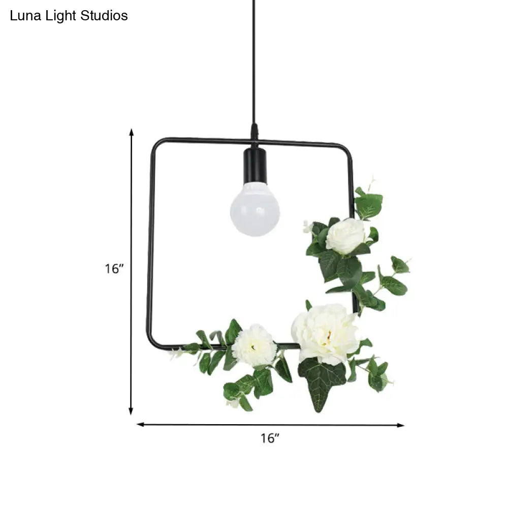 Artificial Flower Pendant with Loft Style Iron Frame - Triangle, Round, Square Design