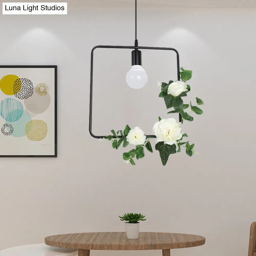 Artificial Flower Pendant with Loft Style Iron Frame - Triangle, Round, Square Design