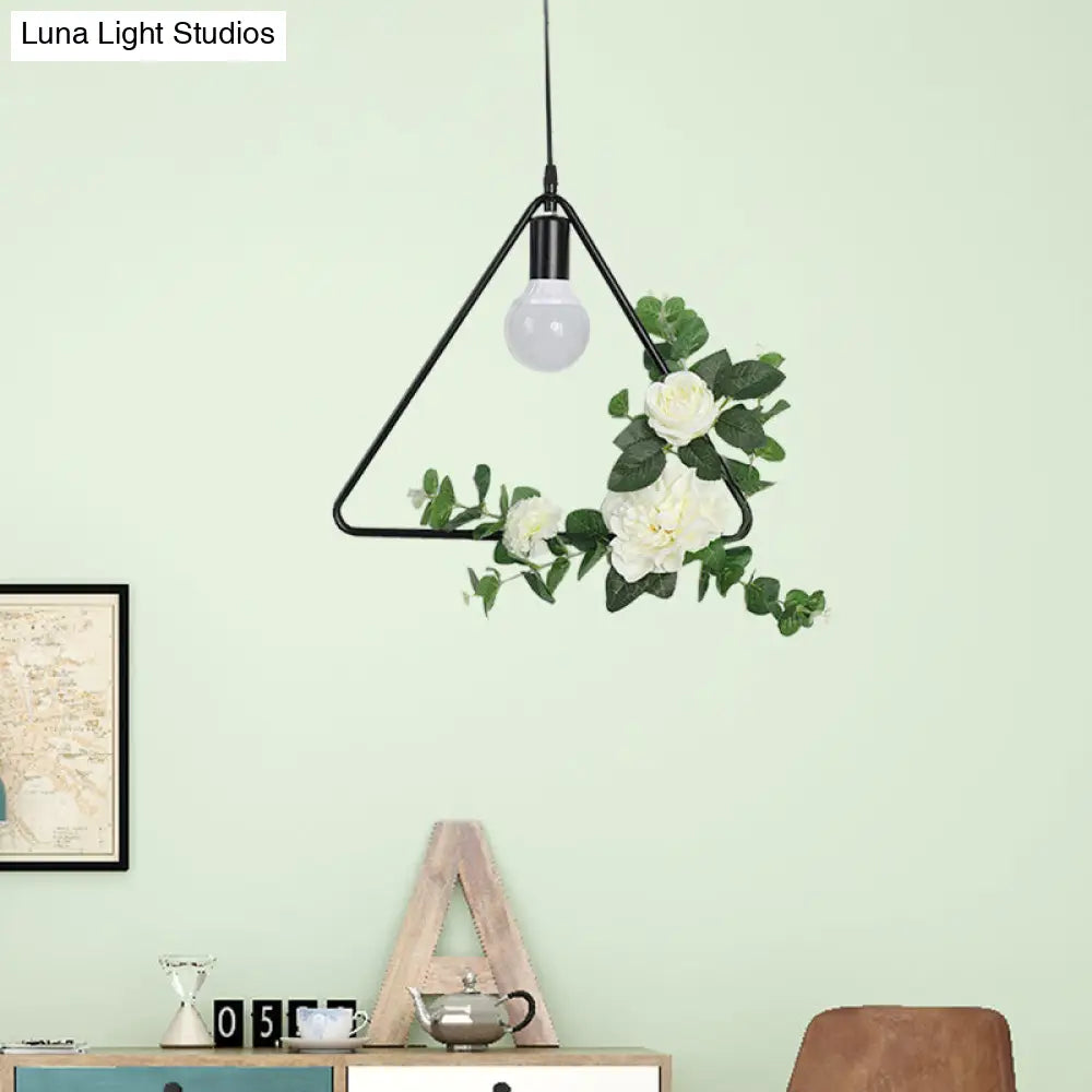 Artificial Flower Pendant with Loft Style Iron Frame - Triangle, Round, Square Design