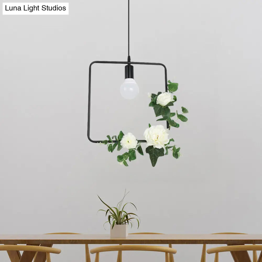 Artificial Flower Pendant with Loft Style Iron Frame - Triangle, Round, Square Design