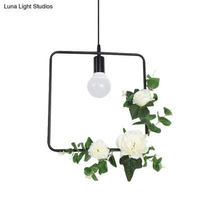 Artificial Flower Pendant with Loft Style Iron Frame - Triangle, Round, Square Design