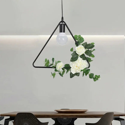 Artificial Flower Pendant with Loft Style Iron Frame - Triangle, Round, Square Design