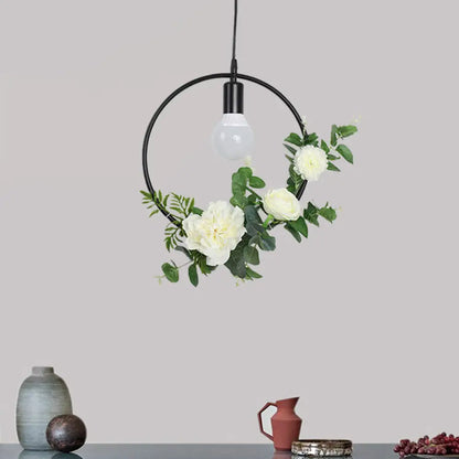 Artificial Flower Pendant with Loft Style Iron Frame - Triangle, Round, Square Design