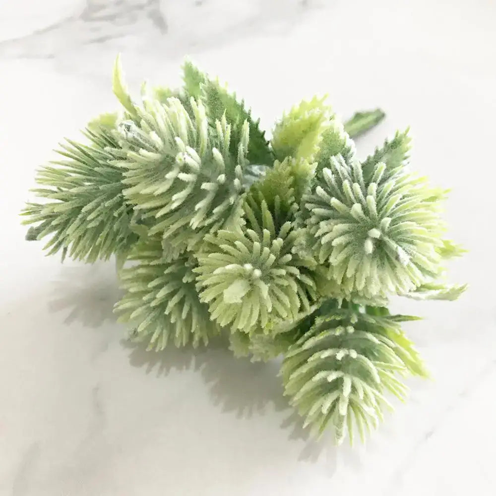 Frosted green artificial pinecone bouquet with plant flower cherry berries for decorbites green plant living room decor