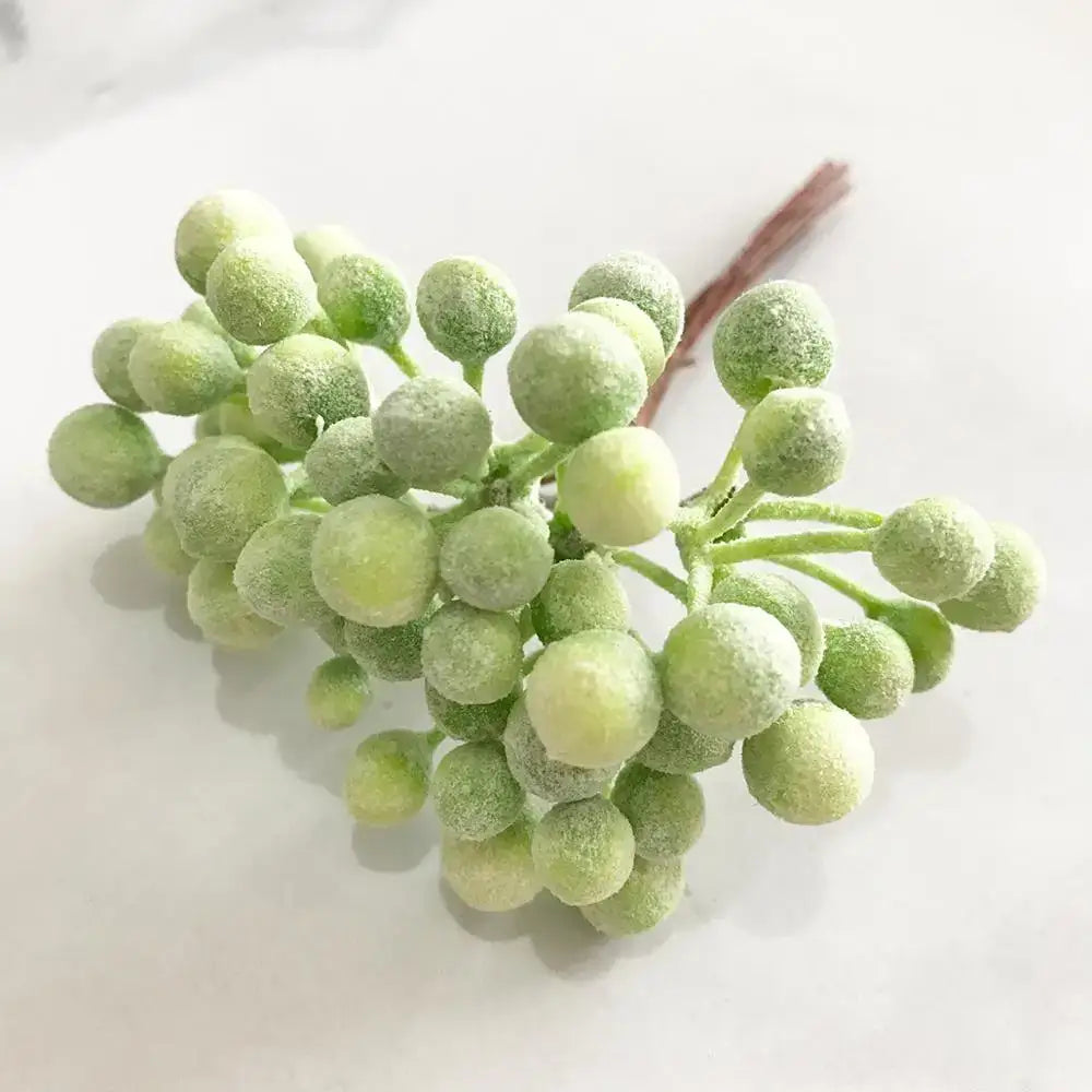 Frosted green artificial berry cluster with delicate stems for decorbites green plant flower cherry room decor