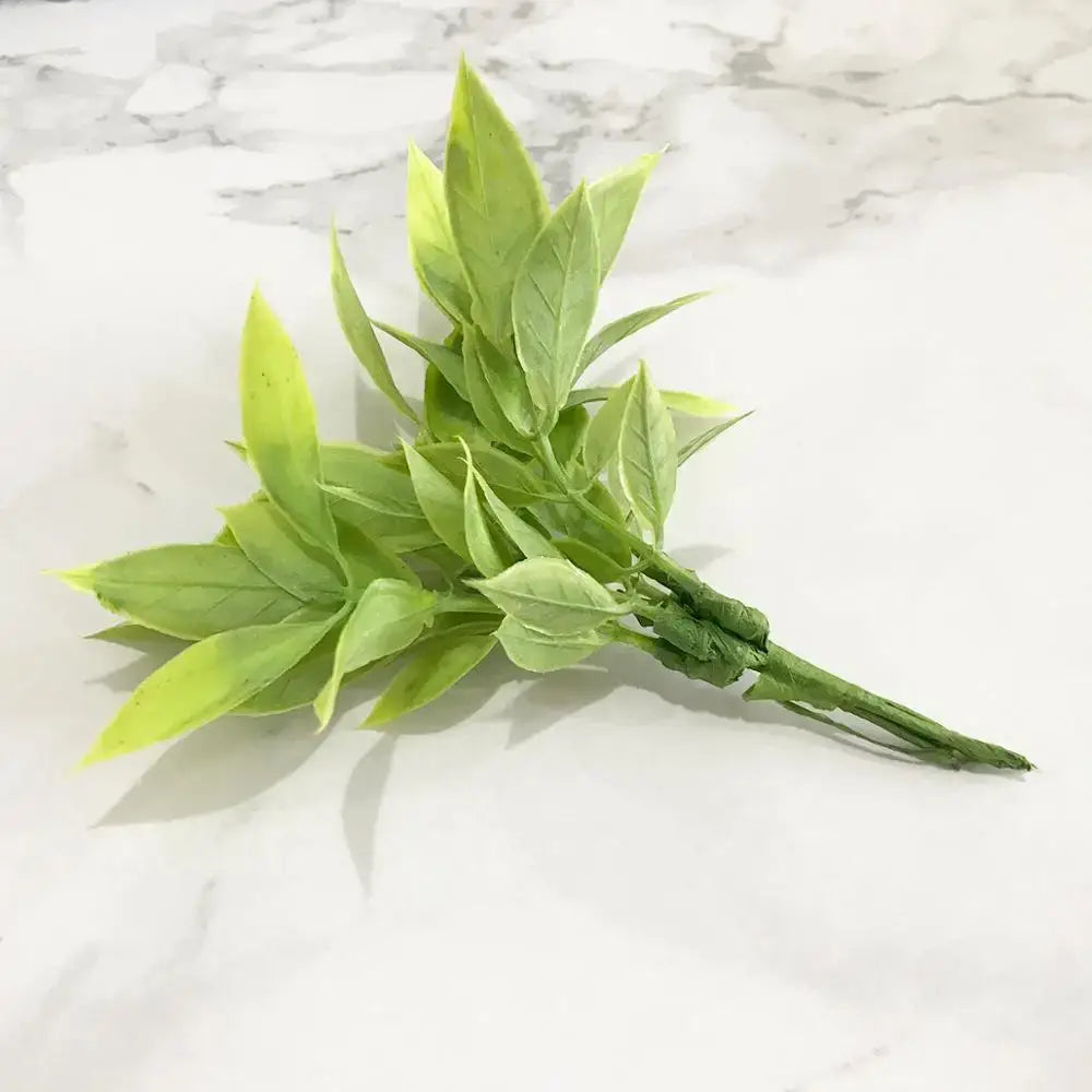 A bundle of artificial green plant flower cherry berries with glossy leaves and realistic veins for decorbites green plant decor