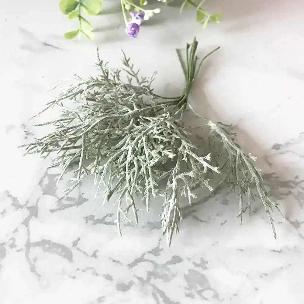 Artificial green plant flower cherry berries bundle with sage green feathery foliage for decorbites green plant decor