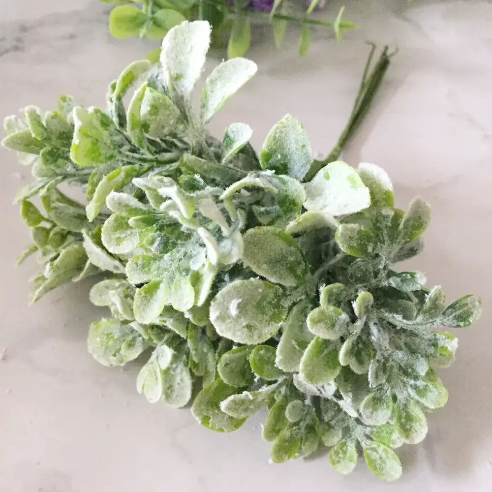 Frost-dusted artificial green plant flower cherry berries bundle with delicate leafy branches for decorbites green plant decor