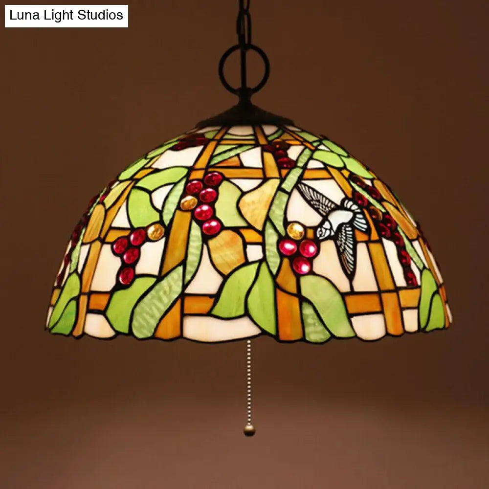 Lámpara colgante de araña de cristal negro artesanal - Lámpara mediterránea de 3 luces con cúpula, hecha a mano