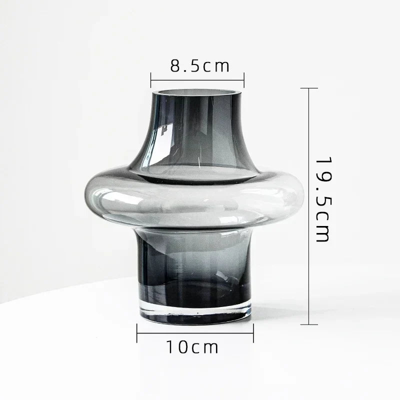 Artisan Glass Vase for Elegant Home Decor - grey trumpet - Vase