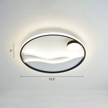 DecorBites™ DecorBites™ Artistic Bedroom Ambiance: Sunrise and Sea LED Flush Mount Ceiling Light with a Metal Halo Ring