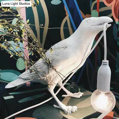 Lámpara de mesa artística con forma de pájaro - Lámpara de noche creativa de resina para dormitorio
