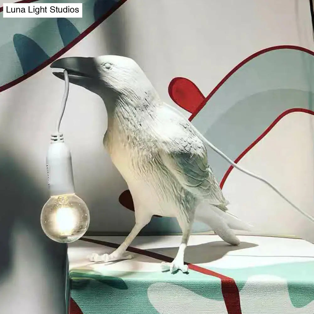 Lámpara de mesa artística con forma de pájaro - Lámpara de noche creativa de resina para dormitorio