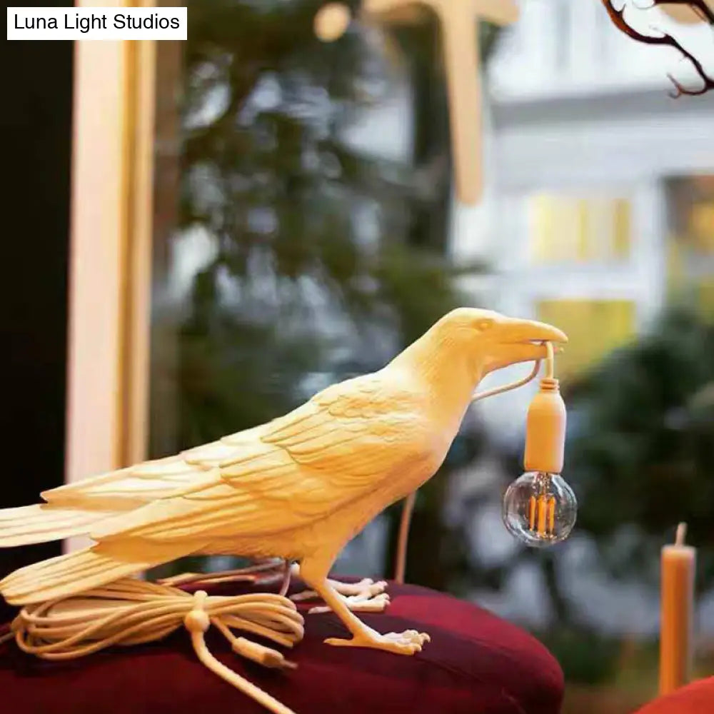 Lámpara de mesa artística con forma de pájaro - Lámpara de noche creativa de resina para dormitorio
