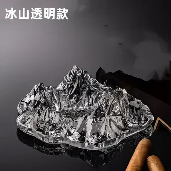 Artistic clear and gold decorbites iceberg glass dessert plate featuring a transparent acrylic ice mountain model design
