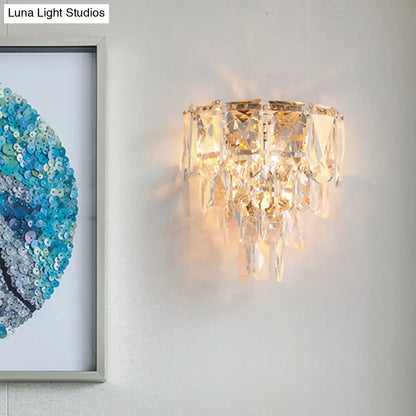 DecorBites™ Artistic Crystal Tiered Wall Lamp - Elegant Brass 3-Head Wall Light Fixture for Living Room