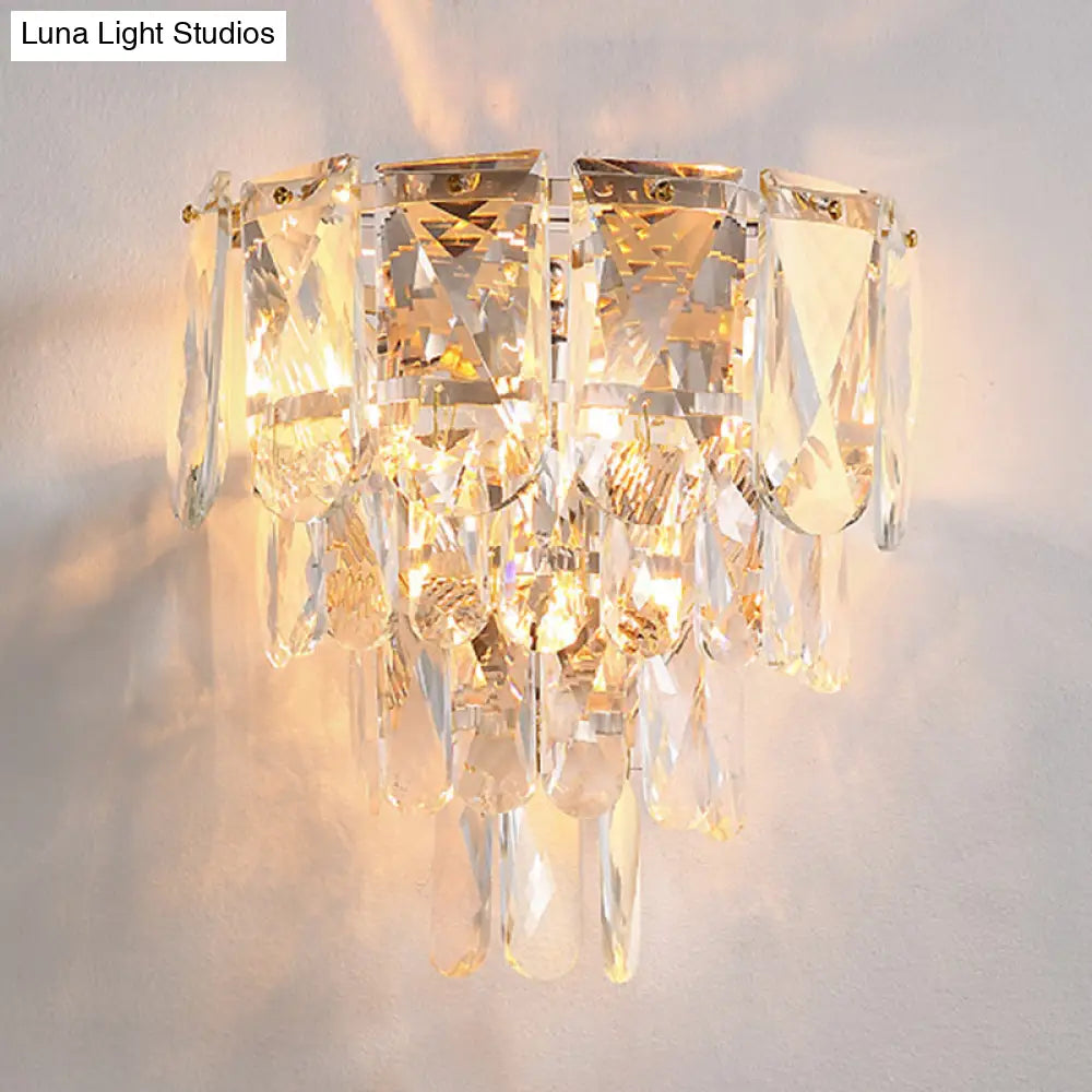 DecorBites™ Artistic Crystal Tiered Wall Lamp - Elegant Brass 3-Head Wall Light Fixture for Living Room