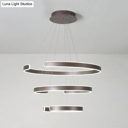 Lámpara colgante LED curva artística - Araña de aluminio para sala de estar