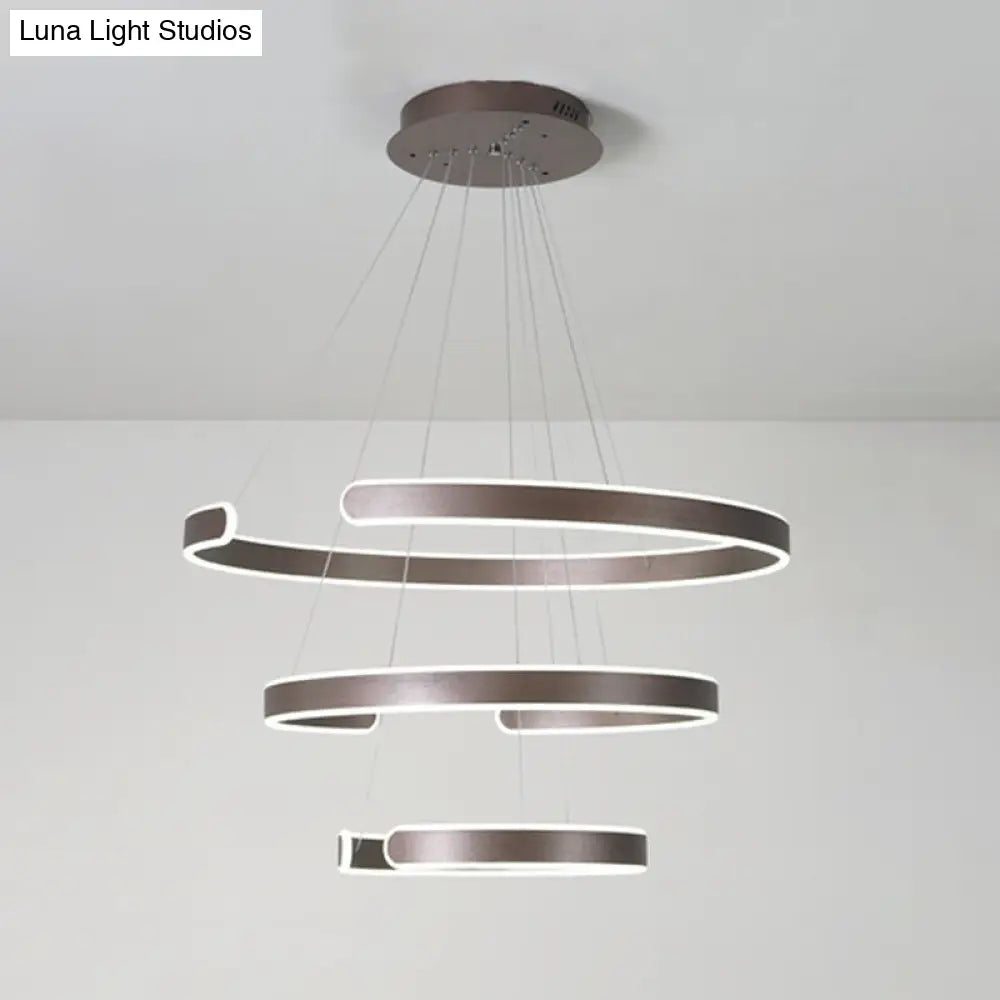 Lámpara colgante LED curva artística - Araña de aluminio para sala de estar