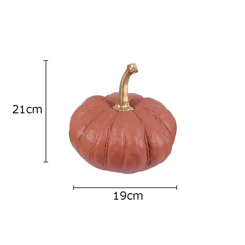 Terracotta textured pumpkin resin sculpture with gold stem for living room decor featuring decorbites gold pumpkin design