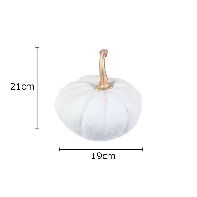 Artistic green and white gold pumpkin resin sculpture with gold pumpkin resin stem and matte finish for living room decorbites decor