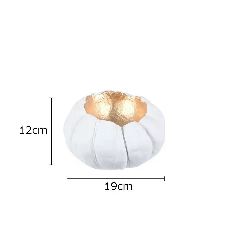 White ceramic pumpkin planter with gold leaf interior artistic gold pumpkin resin sculpture for living room decorbites decor