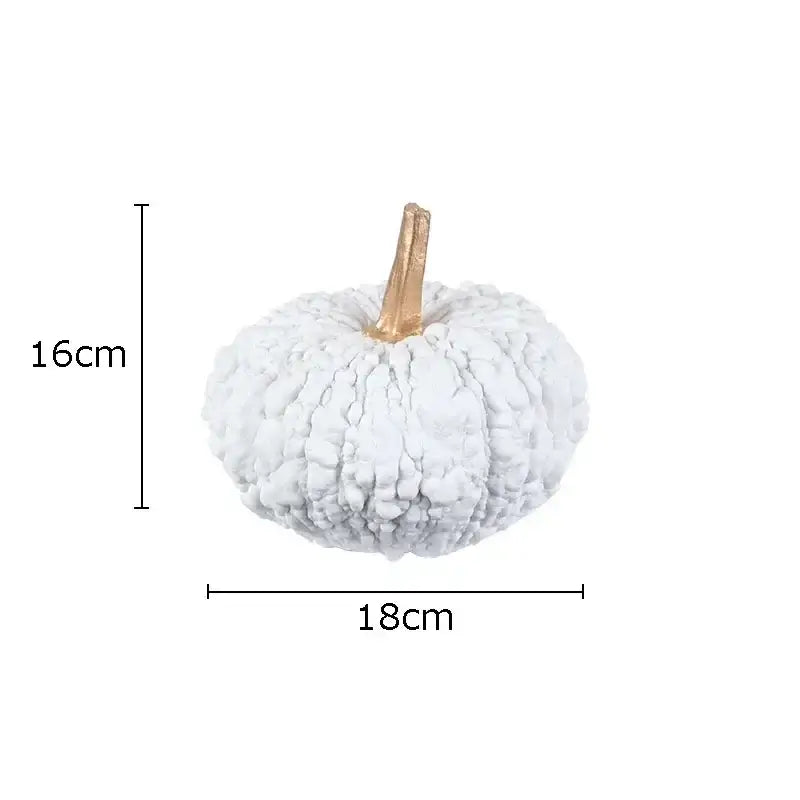 Artistic green and white gold pumpkin resin sculpture with white textured pumpkin and gold stem for decorbites gold pumpkin decor