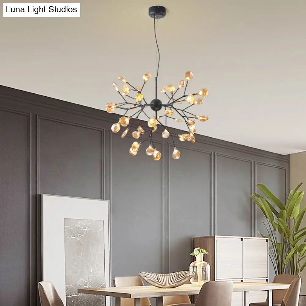 Artistic Heracleum LED Chandelier with Tan Blown Glass for Dining Room Ceiling