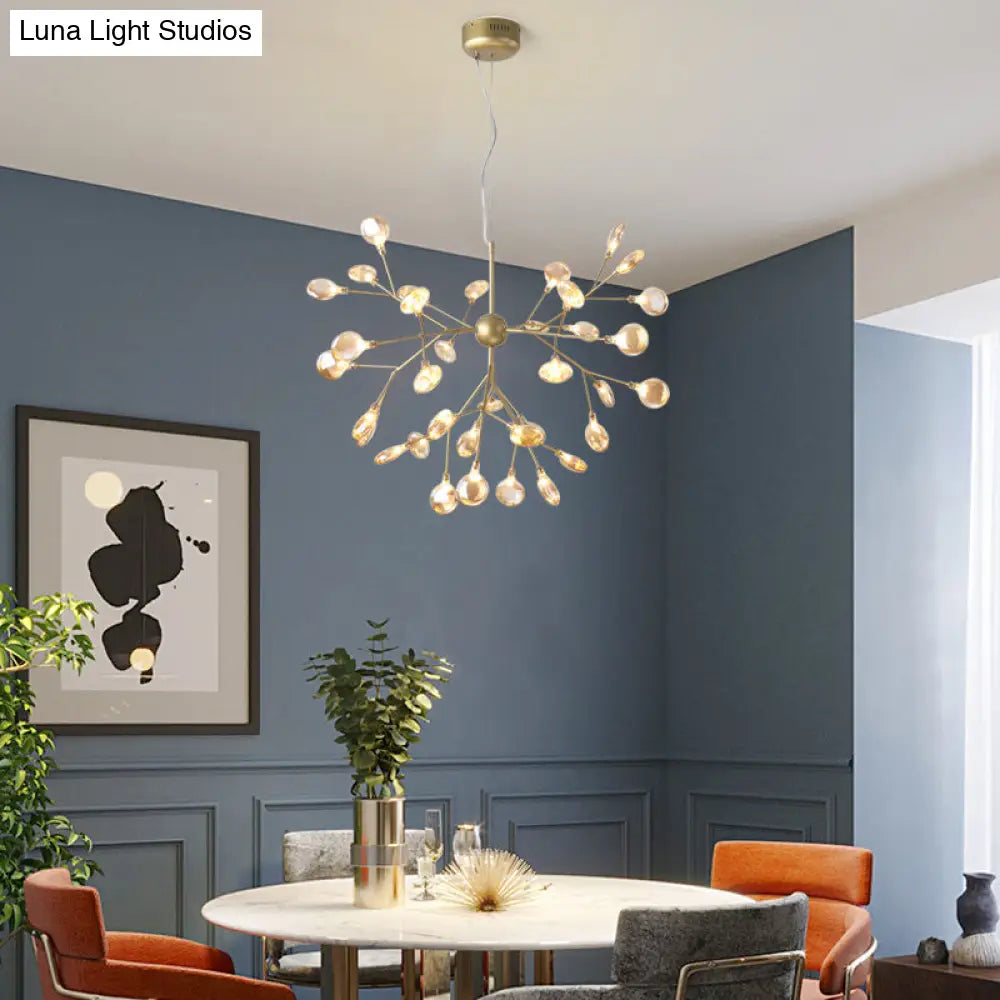 Artistic Heracleum LED Chandelier with Tan Blown Glass for Dining Room Ceiling