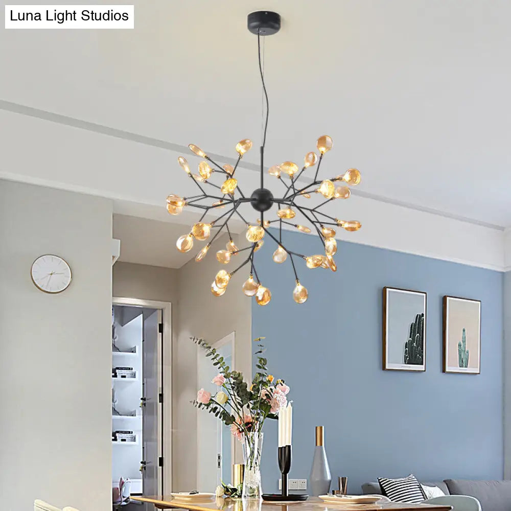 Artistic Heracleum LED Chandelier with Tan Blown Glass for Dining Room Ceiling