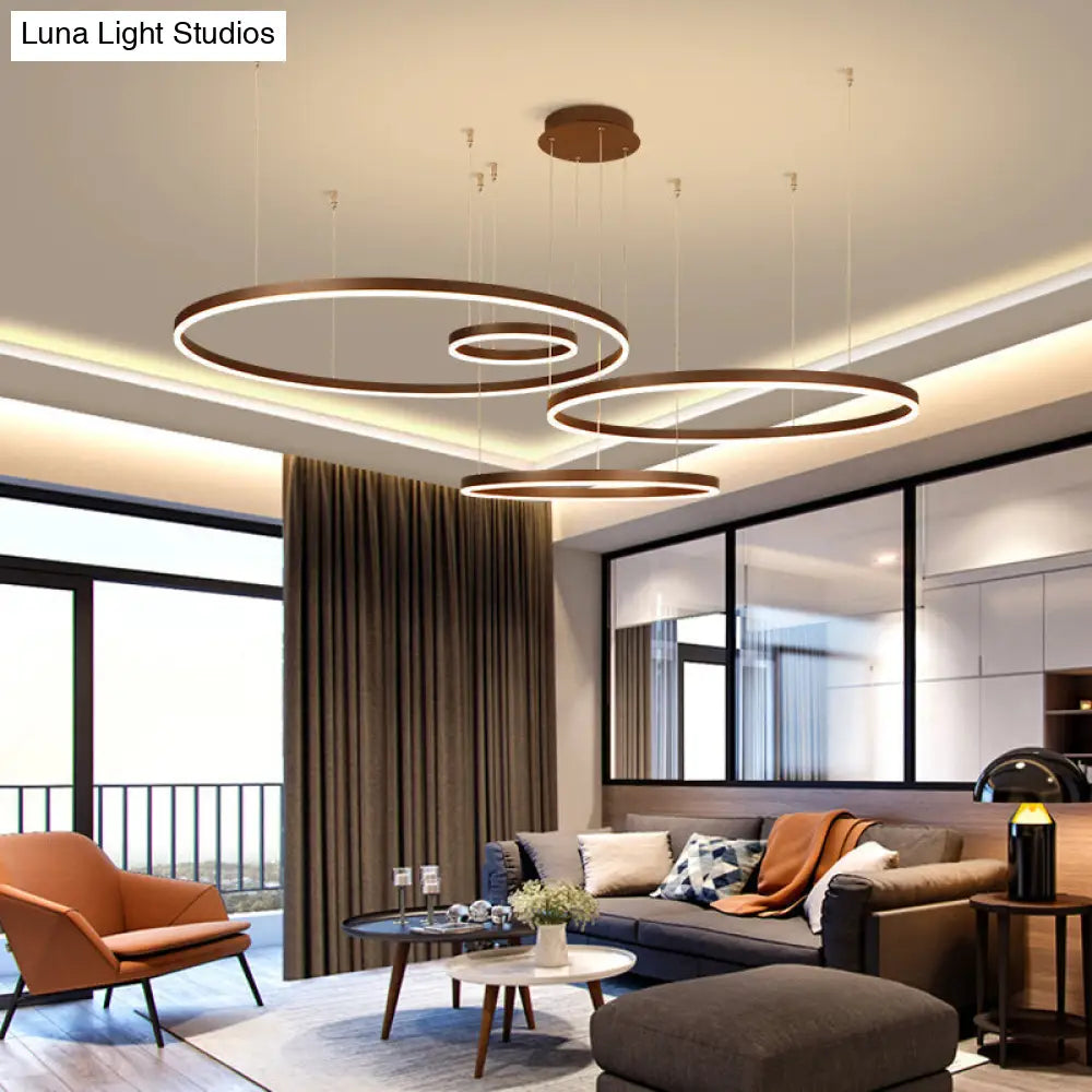 Lámpara de techo artística LED de aluminio - Lámpara colgante de café en forma de bucle para sala de estar