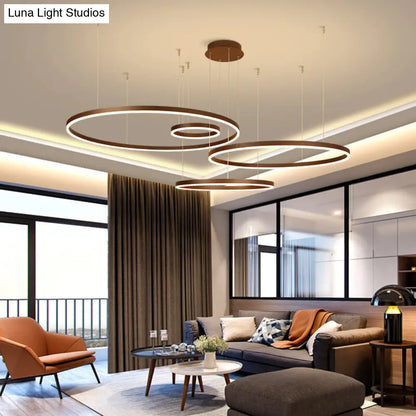 Lámpara de techo artística LED de aluminio - Lámpara colgante de café en forma de bucle para sala de estar