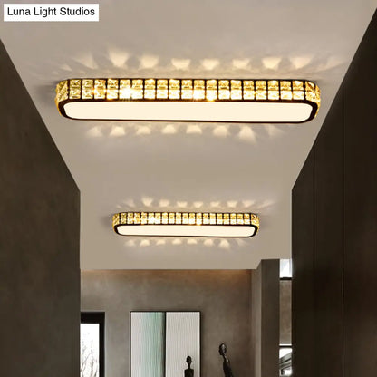 DecorBites™ DecorBites™ Artistic LED Crystal Flush Ceiling Light Fixture - Rounded Rectangle Corridor Flush Light