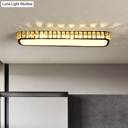 DecorBites™ DecorBites™ Artistic LED Crystal Flush Ceiling Light Fixture - Rounded Rectangle Corridor Flush Light