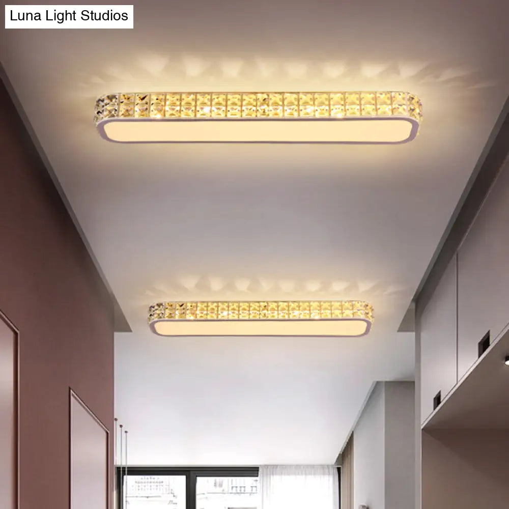 DecorBites™ DecorBites™ Artistic LED Crystal Flush Ceiling Light Fixture - Rounded Rectangle Corridor Flush Light