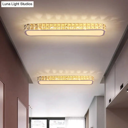 DecorBites™ DecorBites™ Artistic LED Crystal Flush Ceiling Light Fixture - Rounded Rectangle Corridor Flush Light