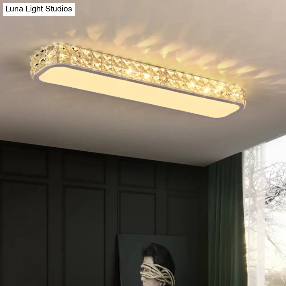 DecorBites™ DecorBites™ Artistic LED Crystal Flush Ceiling Light Fixture - Rounded Rectangle Corridor Flush Light