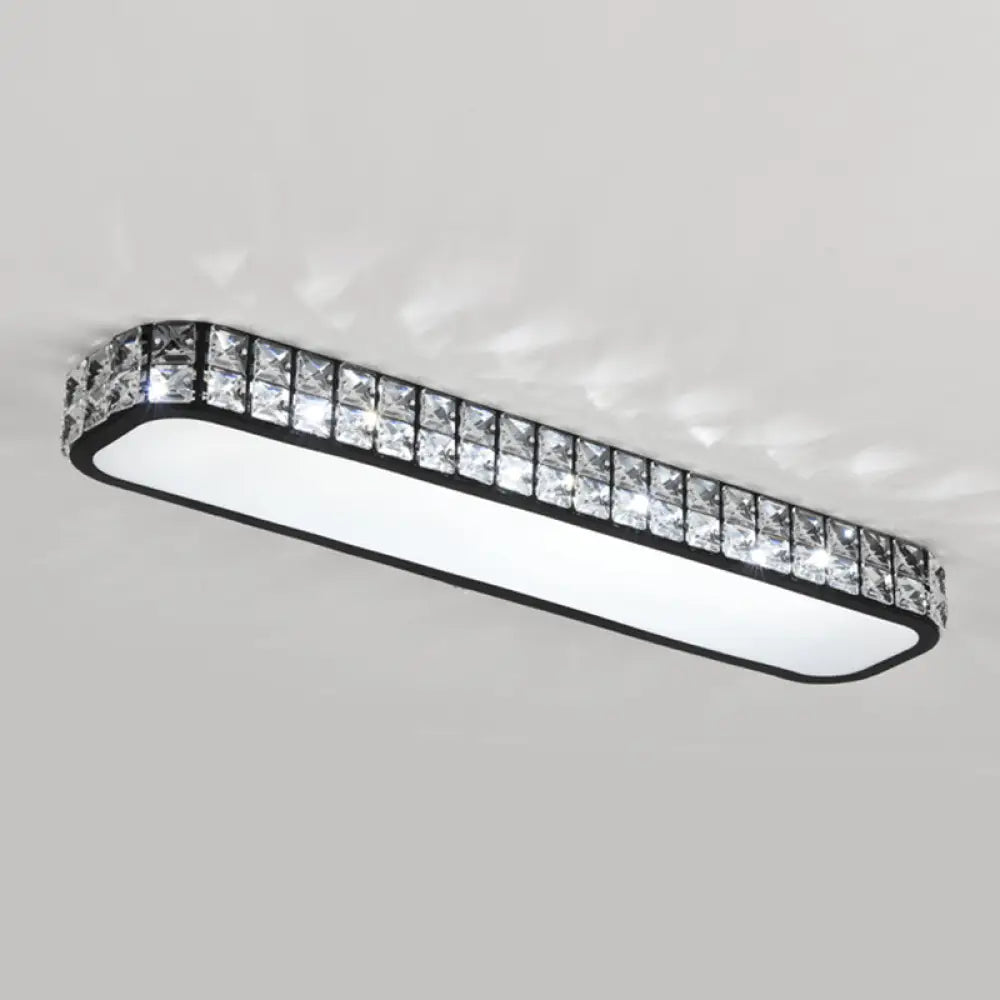 DecorBites™ DecorBites™ Artistic LED Crystal Flush Ceiling Light Fixture - Rounded Rectangle Corridor Flush Light