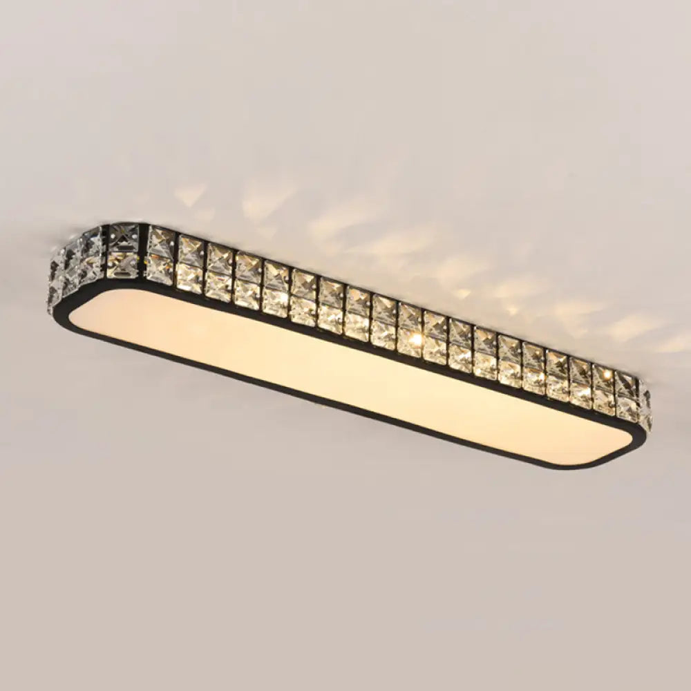 DecorBites™ DecorBites™ Artistic LED Crystal Flush Ceiling Light Fixture - Rounded Rectangle Corridor Flush Light