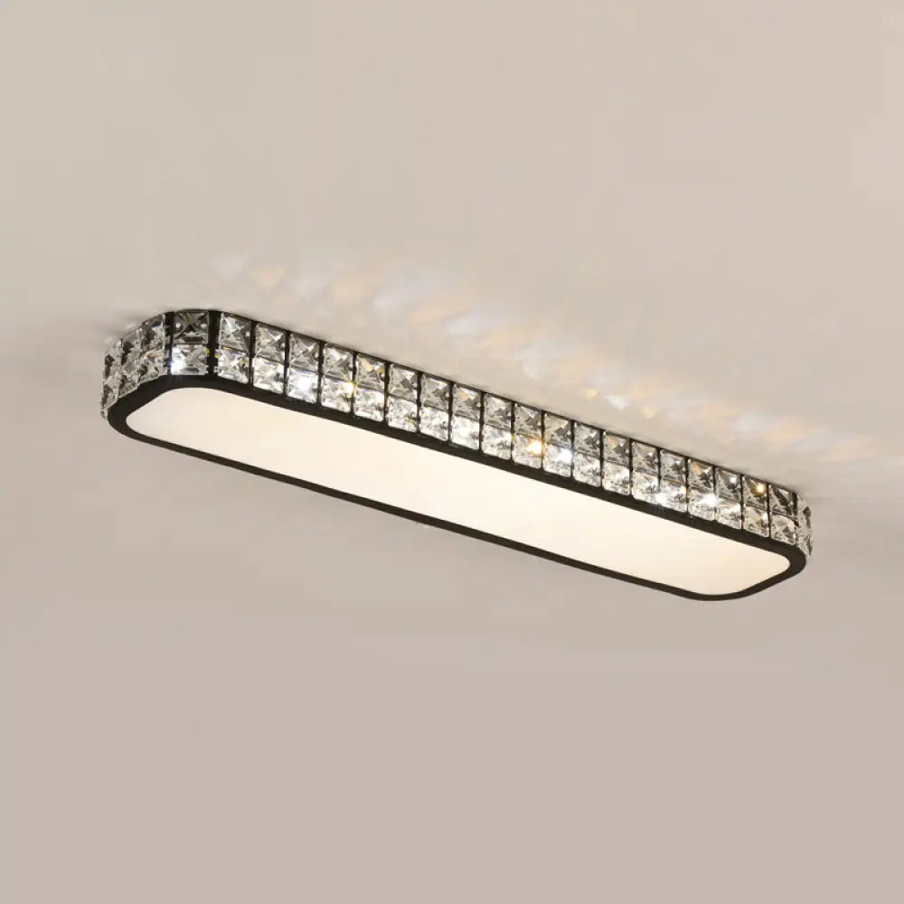 DecorBites™ DecorBites™ Artistic LED Crystal Flush Ceiling Light Fixture - Rounded Rectangle Corridor Flush Light