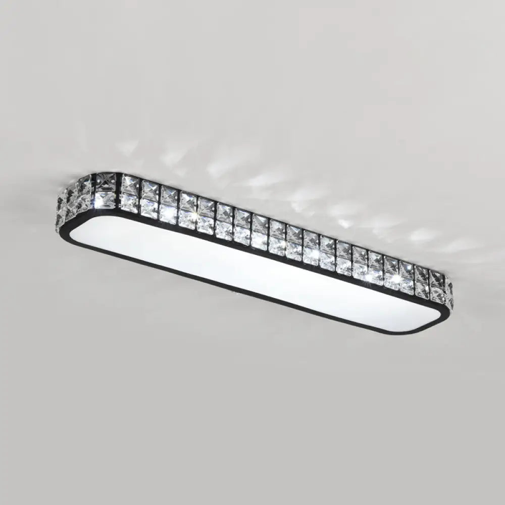 DecorBites™ DecorBites™ Artistic LED Crystal Flush Ceiling Light Fixture - Rounded Rectangle Corridor Flush Light
