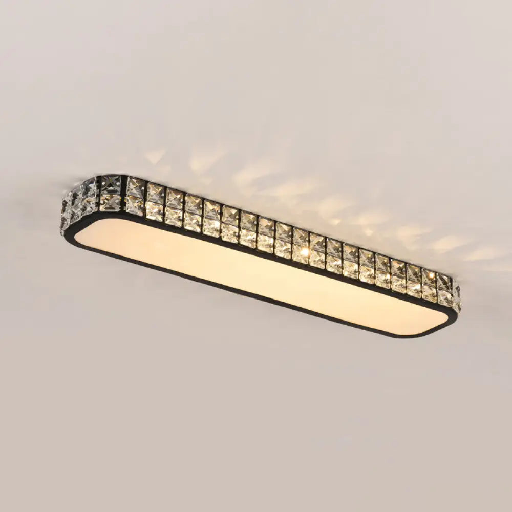 DecorBites™ DecorBites™ Artistic LED Crystal Flush Ceiling Light Fixture - Rounded Rectangle Corridor Flush Light