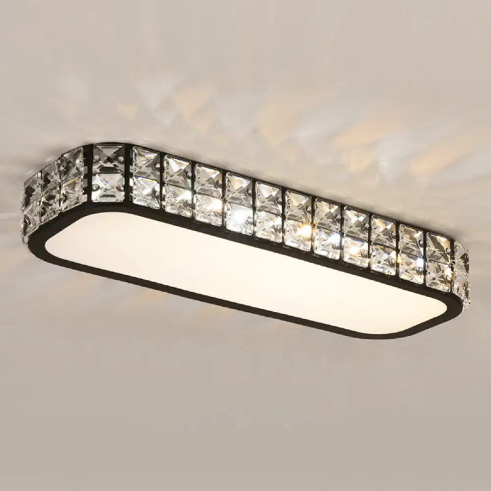 DecorBites™ DecorBites™ Artistic LED Crystal Flush Ceiling Light Fixture - Rounded Rectangle Corridor Flush Light