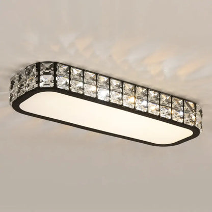 DecorBites™ DecorBites™ Artistic LED Crystal Flush Ceiling Light Fixture - Rounded Rectangle Corridor Flush Light