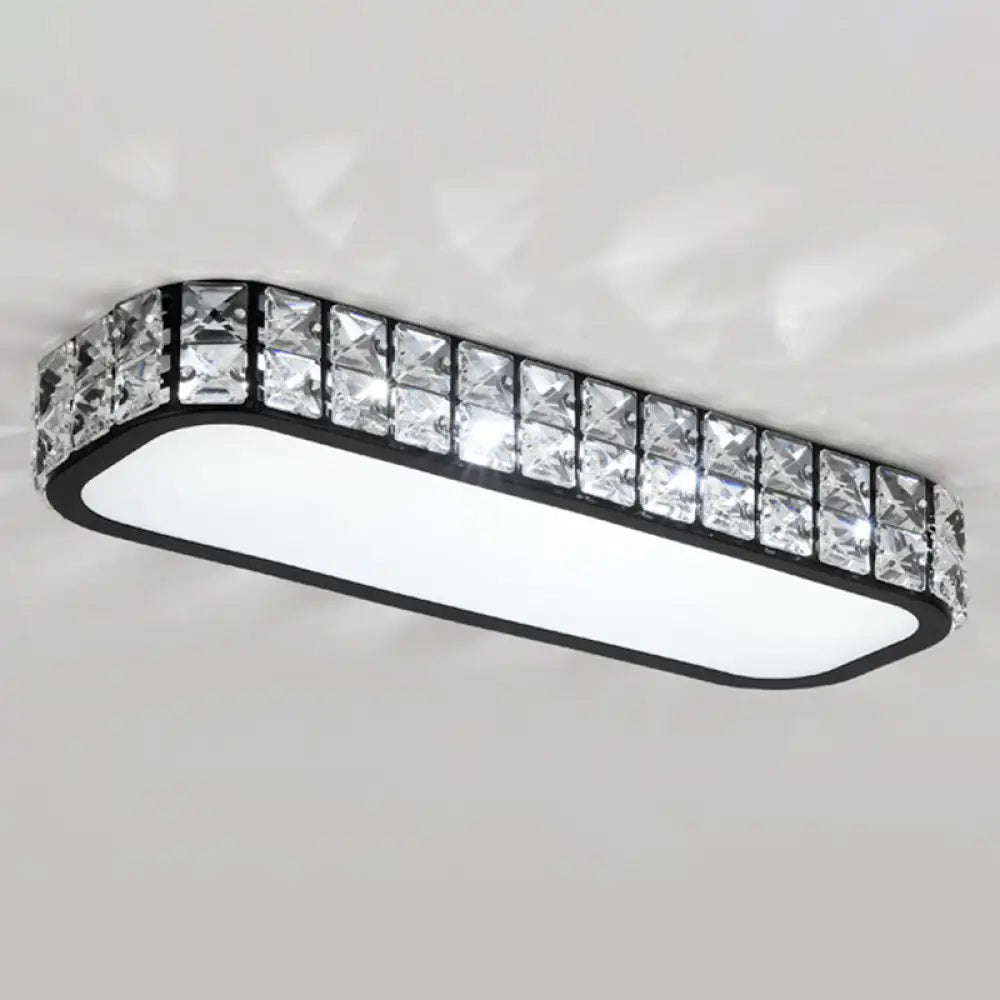 DecorBites™ DecorBites™ Artistic LED Crystal Flush Ceiling Light Fixture - Rounded Rectangle Corridor Flush Light