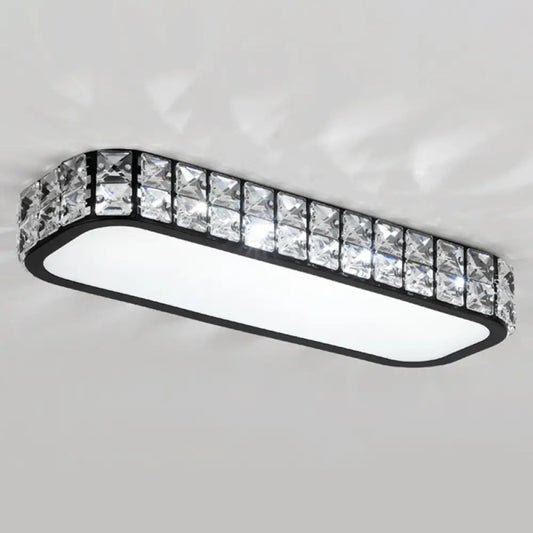 DecorBites™ DecorBites™ Artistic LED Crystal Flush Ceiling Light Fixture - Rounded Rectangle Corridor Flush Light
